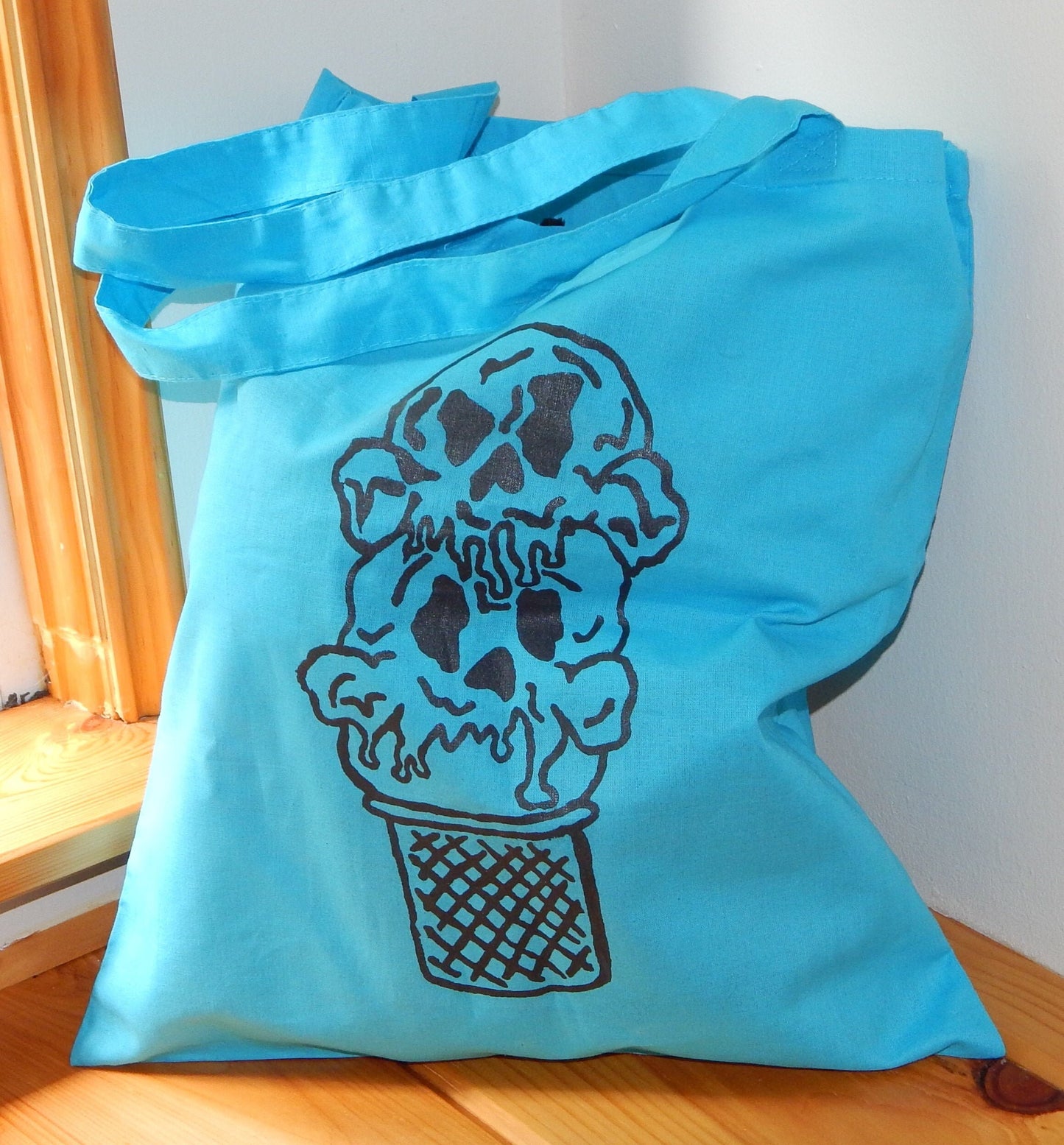Skull Ice Cream Tote Bag - Light Blue